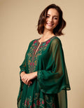 Emerald Chiffon Kaftan tailored cut