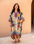 Marrakech Cotton Kaftan with Berber block print