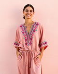 Rose Satin Kaftan tailored cut