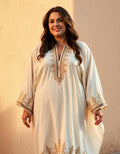 Ivory Silk Kaftan in the Moroccan Takchita tradition