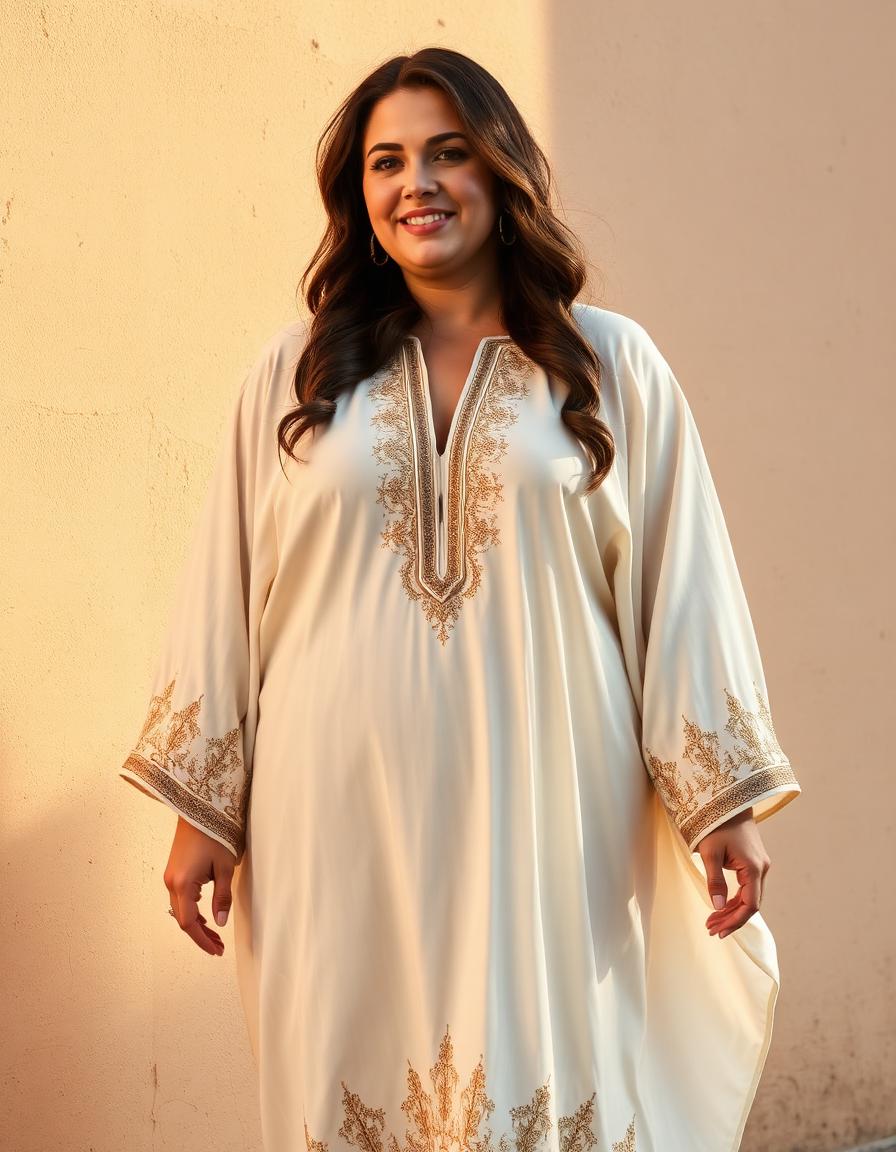 Ivory Silk Kaftan in the Moroccan Takchita tradition