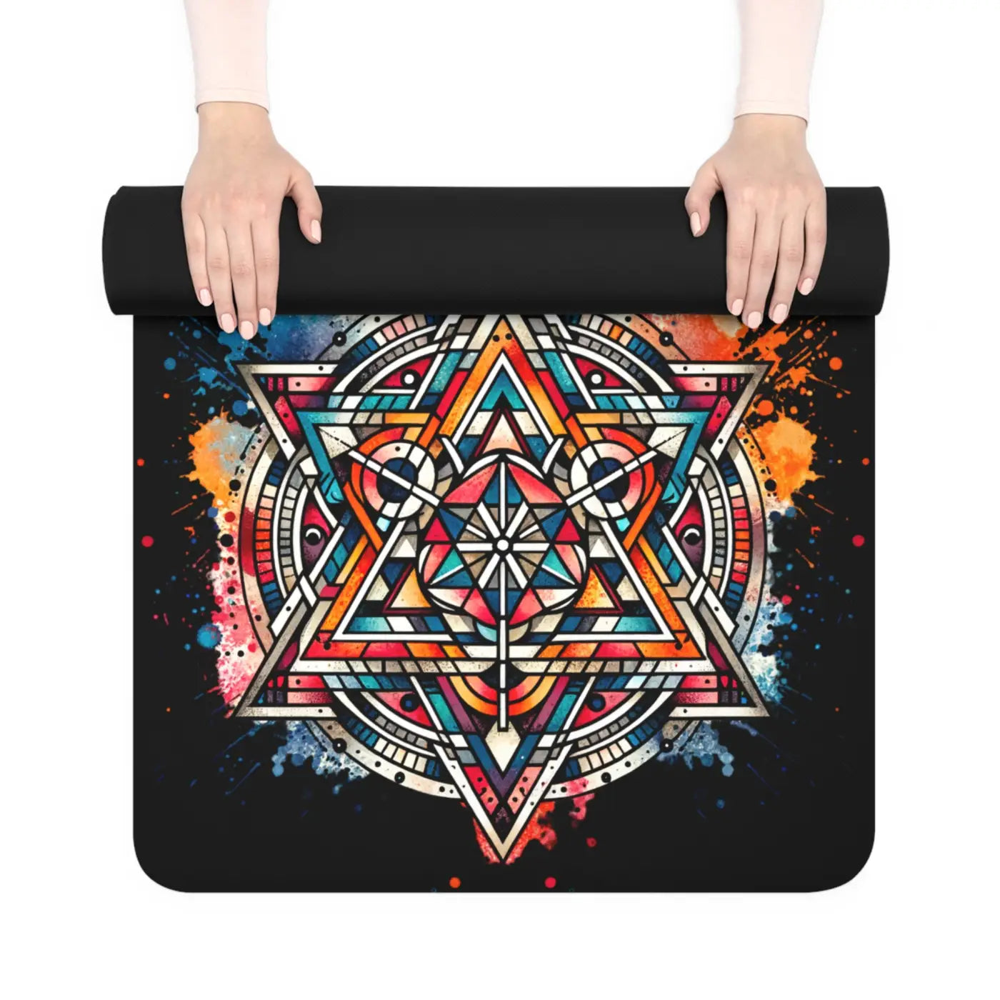 Vibrant Rubber Yoga Mat - Geometric Mandala - Dipaliz