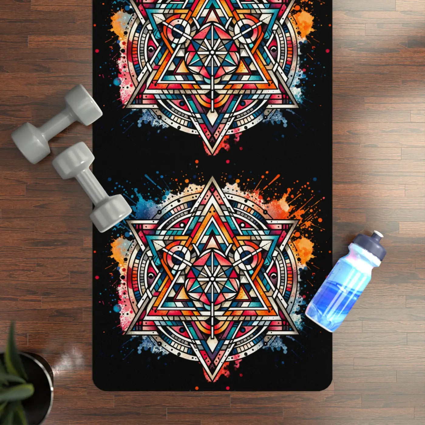 Vibrant Rubber Yoga Mat - Geometric Mandala - Dipaliz